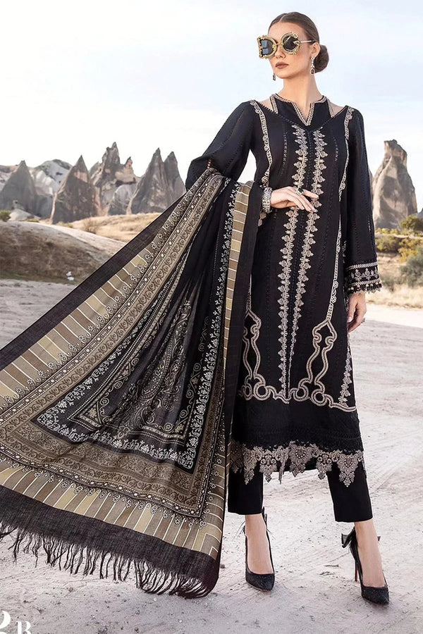 FULLY EMBROIDERED 3PC KHADDAR DRESS WITH PRINTED KHADDAR SHAWL-ZSJ5043