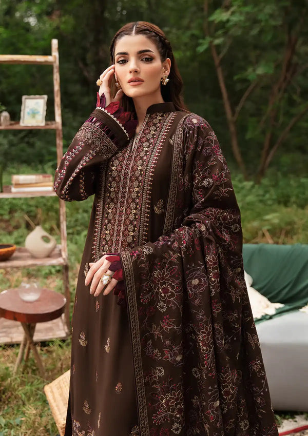 FULLY EMBROIDERED 3PC KARANDI DRESS WITH EMBROIDERED KARANDI SHAWL-ZSJ523