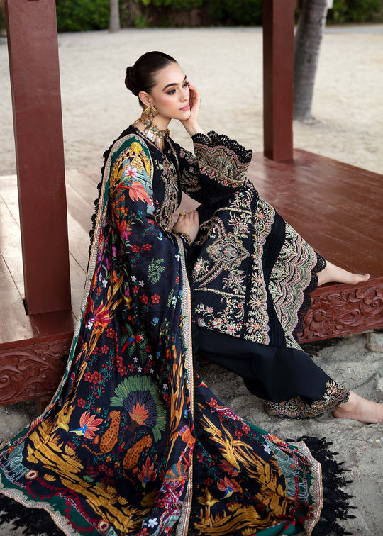 EMBROIDERED 3PC DHANAK DRESS WITH PRINTED DHANAK SHAWL-ZSJ5089