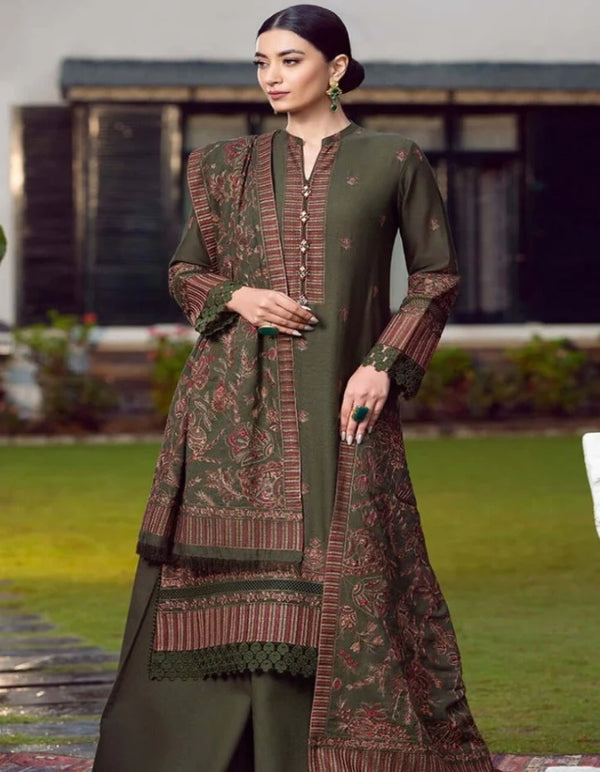 DHANAK 3PC EMBROIDERED DRESS EMBROIDERED SHAWL-ZSJ5001