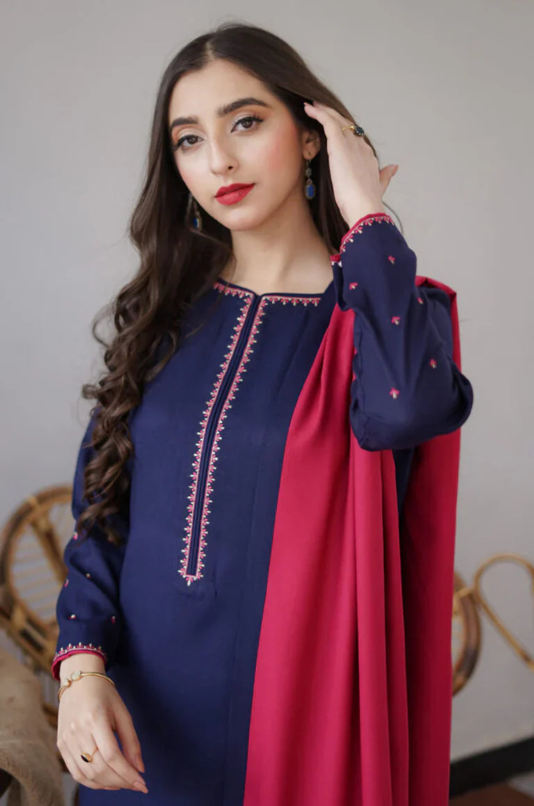 WOOL MAREENA 3PC EMBROIDERED DRESS EMBROIDERED SHAWL ZSJ_5059