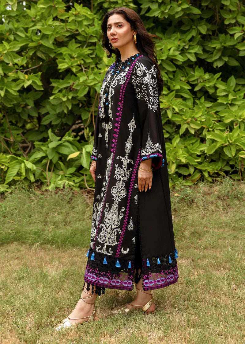 FULLY EMBROIDERED 3PC DHANAK DRESS WITH PRINTED DHANAK SHAWL-ZSJ5032