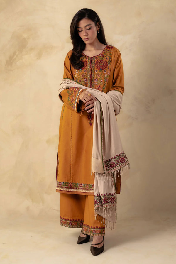 KHADDAR 3PC EMBROIDERED DRESS EMBROIDERED SHAWL-ZSJ5063