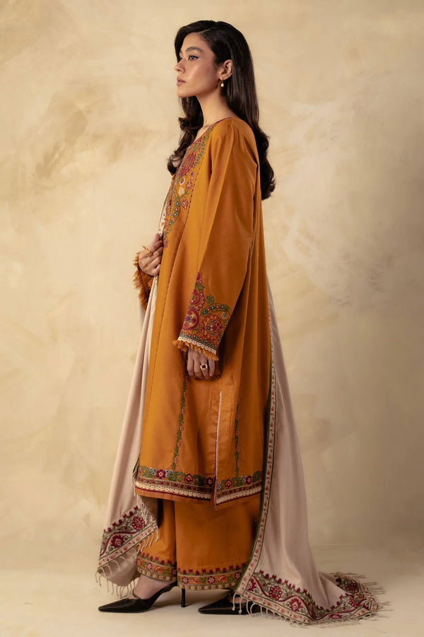 KHADDAR 3PC EMBROIDERED DRESS EMBROIDERED SHAWL-ZSJ5063