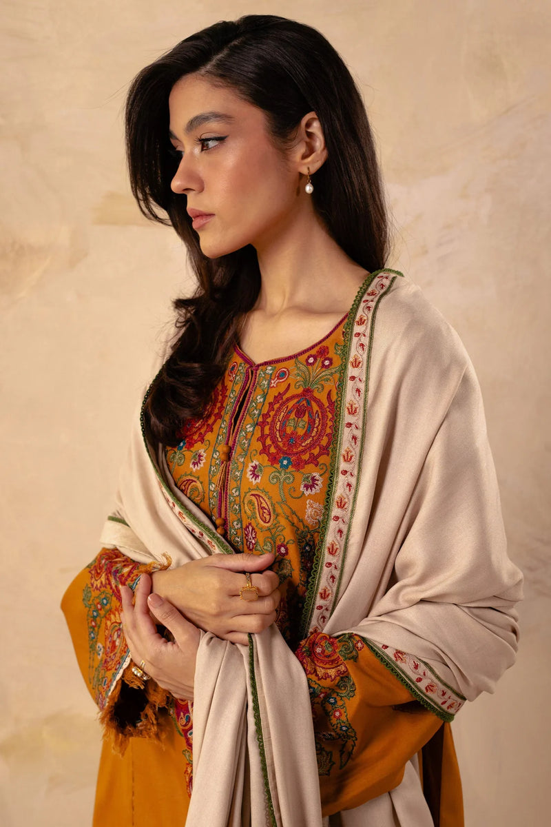 KHADDAR 3PC EMBROIDERED DRESS EMBROIDERED SHAWL-ZSJ5063