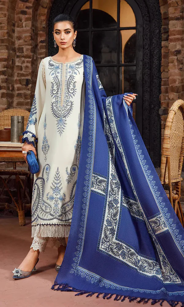 FULLY EMBROIDERED 3PC KHADDAR DRESS WITH PRINTED KHADDAR SHAWL-ZSJ5041