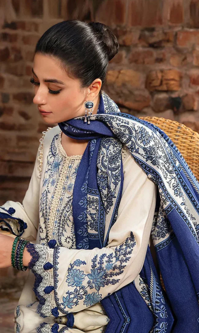 FULLY EMBROIDERED 3PC KHADDAR DRESS WITH PRINTED KHADDAR SHAWL-ZSJ5041