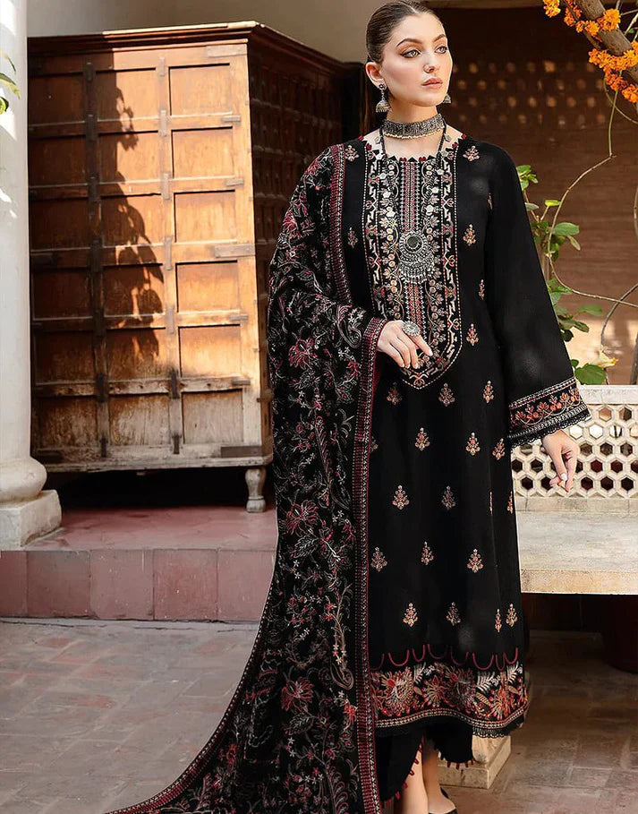 WOOL MARINA 3PC EMBROIDERED DRESS EMBROIDERED SHAWL-ZJS5007