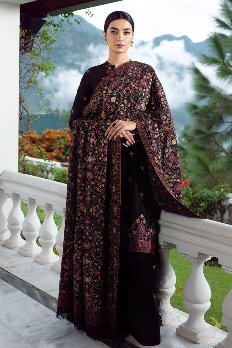 FULLY EMBROIDERED 3PC KARANDI DRESS WITH EMBROIDERED KARANDI SHAWL-ZSJ5017