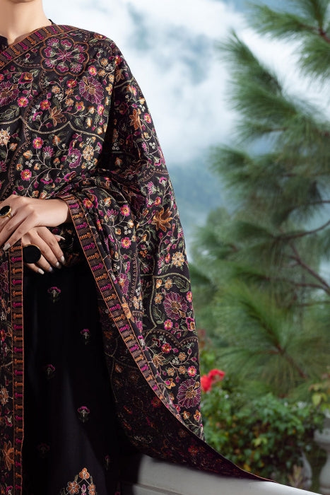 FULLY EMBROIDERED 3PC KARANDI DRESS WITH EMBROIDERED KARANDI SHAWL-ZSJ5017