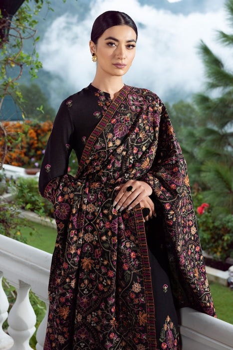 FULLY EMBROIDERED 3PC KARANDI DRESS WITH EMBROIDERED KARANDI SHAWL-ZSJ5017