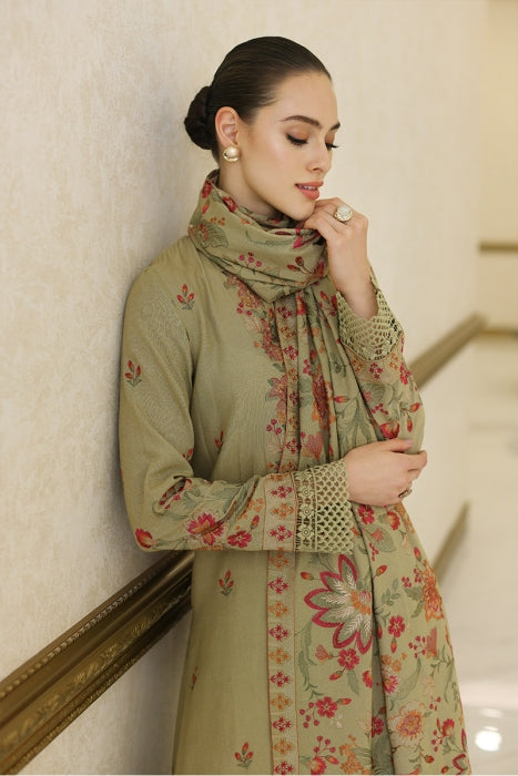 FULLY EMBROIDERED 3PC KARANDI DRESS WITH EMBROIDERED KARANDI SHAWL-ZSJ5055