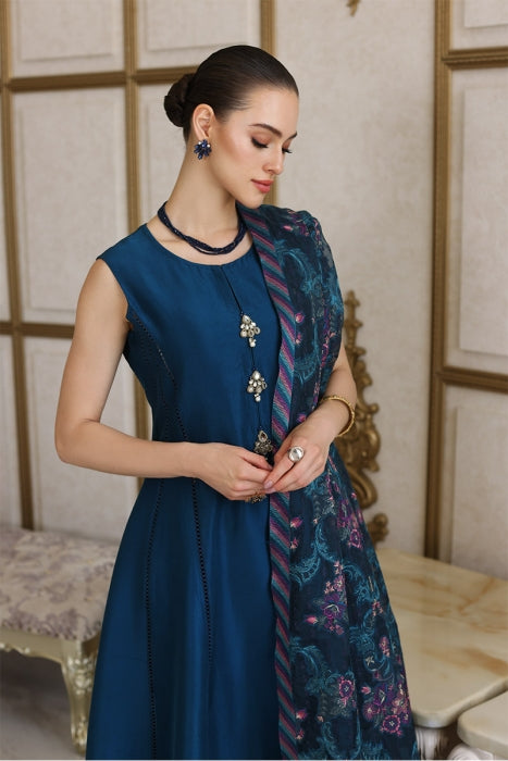 WOOL MARINA 3PC EMBROIDERED DRESS EMBROIDERED SHAWL-ZJS5022