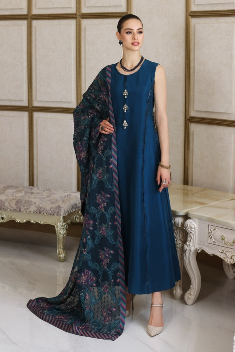 WOOL MARINA 3PC EMBROIDERED DRESS EMBROIDERED SHAWL-ZJS5022