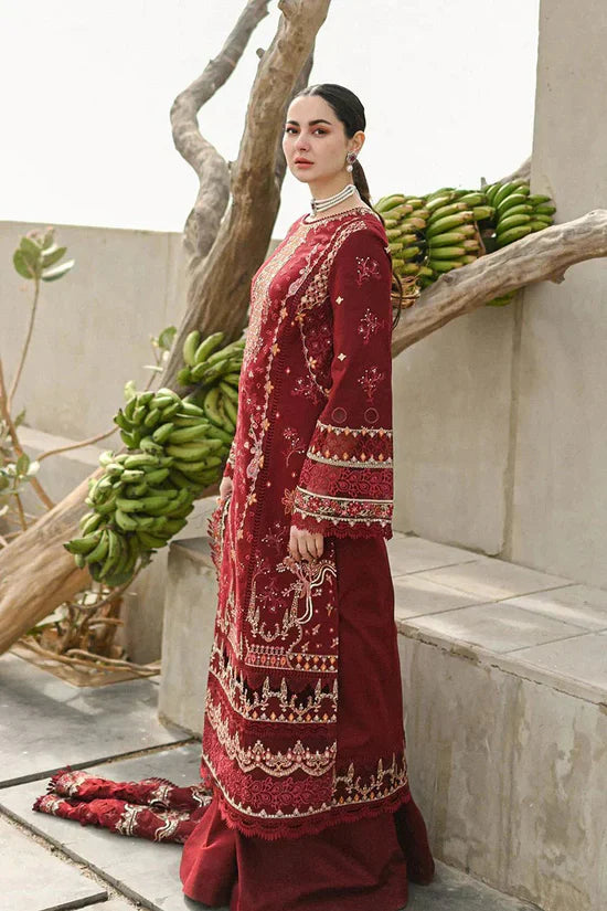 FULLY EMBROIDERED 3PC KARANDI DRESS WITH EMBROIDERED KARANDI SHAWL-ZSJ5068