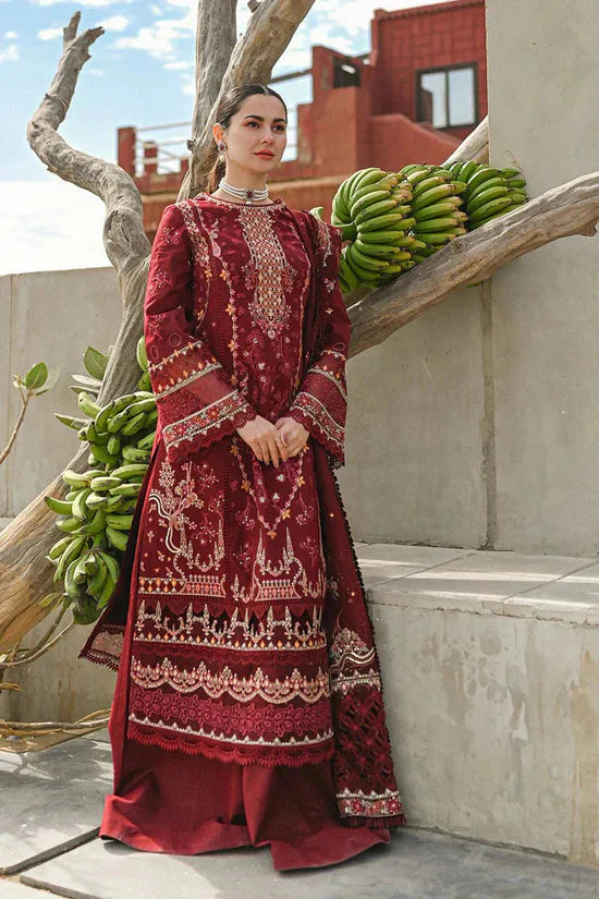 FULLY EMBROIDERED 3PC KARANDI DRESS WITH EMBROIDERED KARANDI SHAWL-ZSJ5068