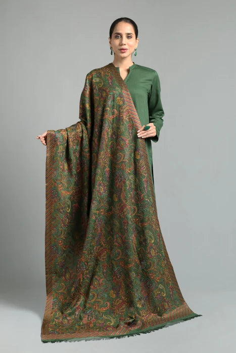 WOOL MARINA 3PC EMBROIDERED DRESS EMBROIDERED SHAWL-ZJS5037